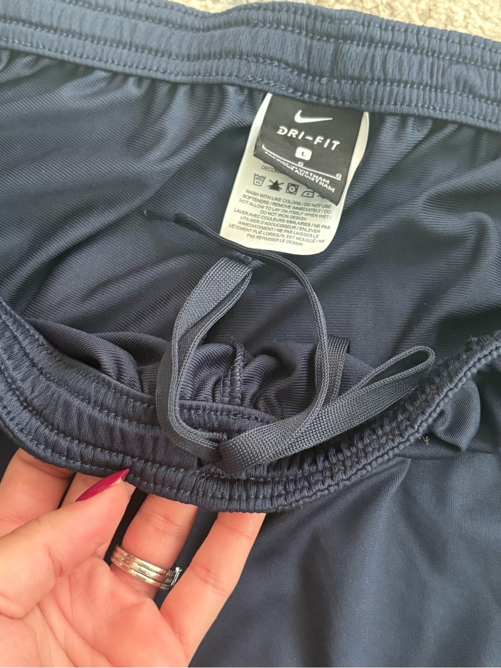 Nike mens Navy Track Pants with White Stripe - Picture 2 of 4